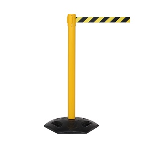 WeatherMaster 250 Retracting 2"H Belt Barriers Yellow Post